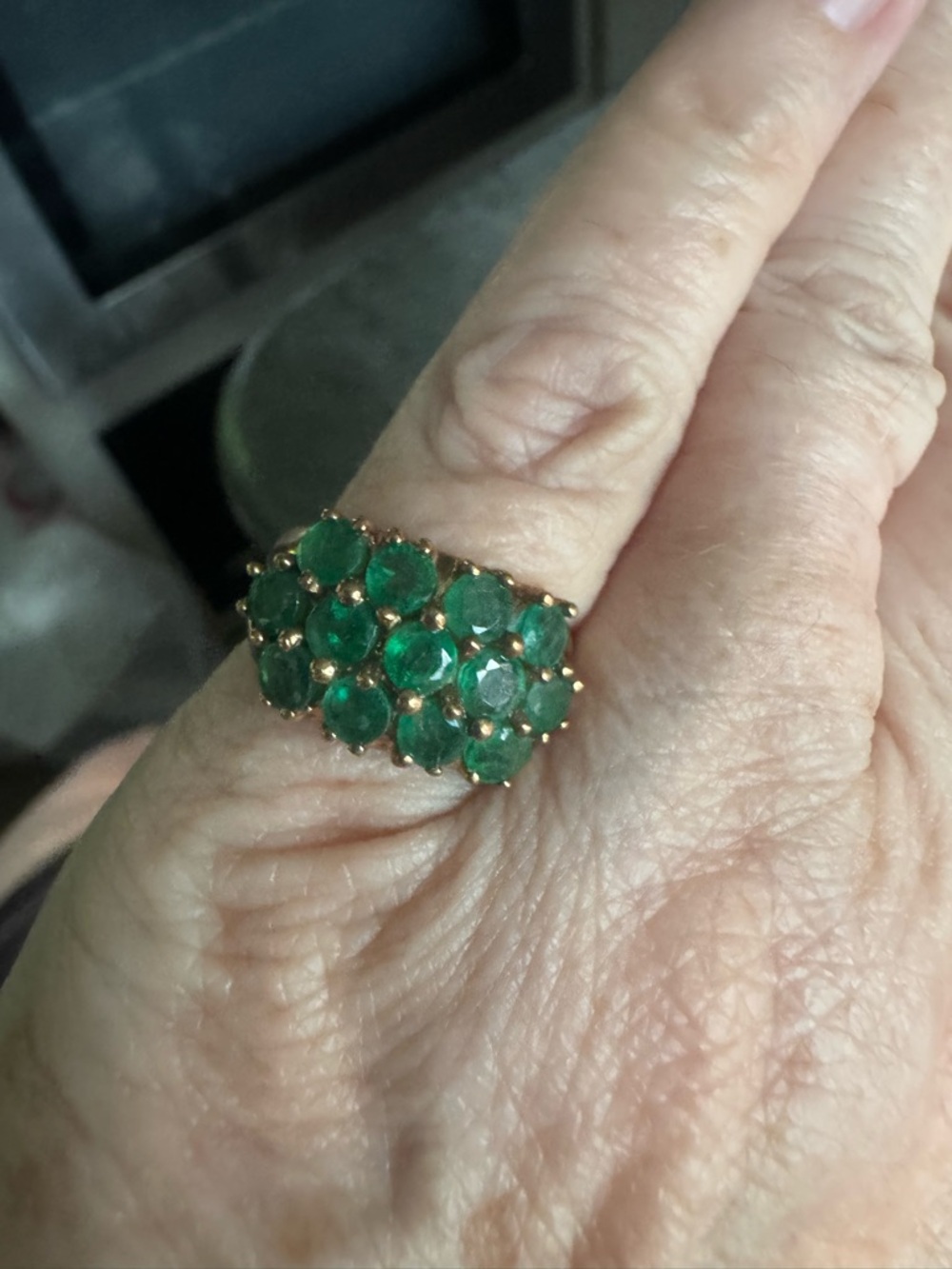 14K Emerald Ring 13 stones *NEW PICS& Video - Picture 11 of 16